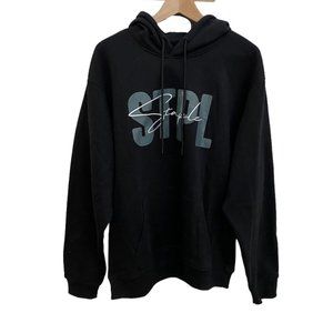 Brand New Men's Staple Script Embroidered Hoodie Black Large